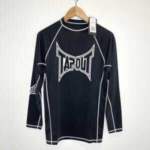 Tapout Rash Guard MMA Jiu Jitsu Long Sleeve Stretch Shirt Mens Large Black